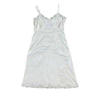 Vintage Ashley Taylor Slip Dress Womens 36 White Nylon Lace Trim Feminine Lace